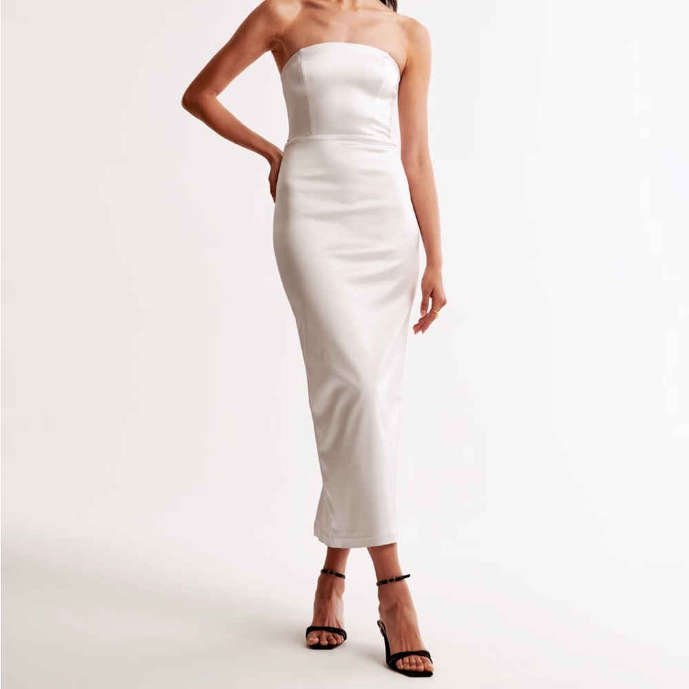 Abercrombie & Fitch Strapless Satin Maxi Dress